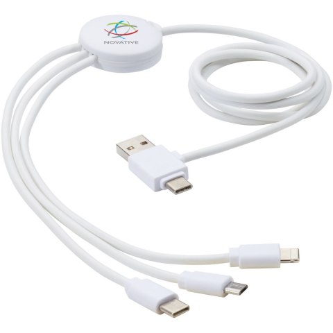 Pure kabel do ładowania 5-w-1 z dodatkiem antybakteryjnym biały Pure kabel do ładowania 5-w-1 z dodatkiem antybakteryjnym biały