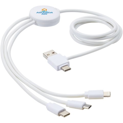 Pure kabel do ładowania 5-w-1 z dodatkiem antybakteryjnym biały Pure kabel do ładowania 5-w-1 z dodatkiem antybakteryjnym biały