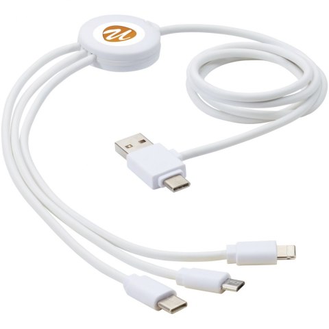 Pure kabel do ładowania 5-w-1 z dodatkiem antybakteryjnym biały Pure kabel do ładowania 5-w-1 z dodatkiem antybakteryjnym biały