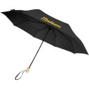 Składany wiatroodporny parasol 51 cm z PET z recyklingu Birgit czarny