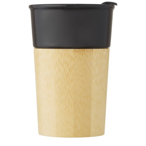 Kubek porcelanowy Pereira o pojemności 320 ml z bambusową ścianką zewnętrzną czarny błyszczący Kubek porcelanowy Pereira o pojemności 320 ml z bambusową ścianką zewnętrzną czarny błyszczący