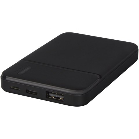 Powerbank o pojemności 5000 mAh z tworzywa sztucznego pochodzącego z recyklingu Loop czarny Powerbank o pojemności 5000 mAh z tworzywa sztucznego pochodzącego z recyklingu Loop czarny