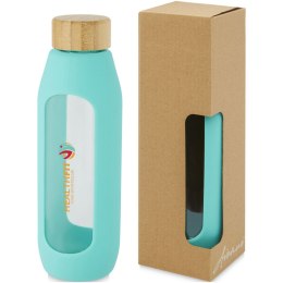 Tidan Butelka z borokrzemianowego szkła o pojemności 600 ml z silikonowym uchwytem morski zielony
