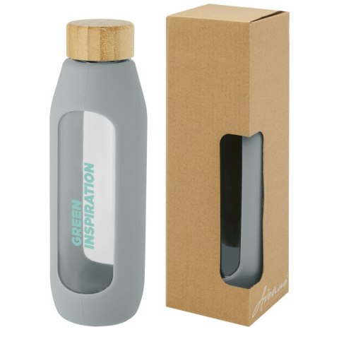 Tidan Butelka z borokrzemianowego szkła o pojemności 600 ml z silikonowym uchwytem szary Tidan Butelka z borokrzemianowego szkła o pojemności 600 ml z silikonowym uchwytem szary