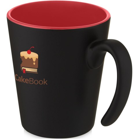 Kubek ceramiczny Oli o pojemności 360 ml z uchwytem czerwony, czarny Kubek ceramiczny Oli o pojemności 360 ml z uchwytem czerwony, czarny
