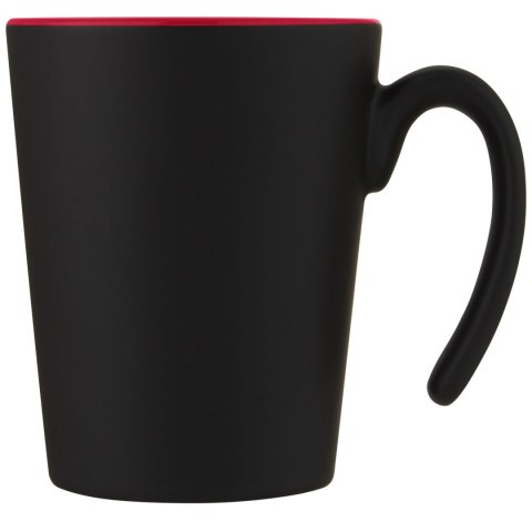 Kubek ceramiczny Oli o pojemności 360 ml z uchwytem czerwony, czarny Kubek ceramiczny Oli o pojemności 360 ml z uchwytem czerwony, czarny