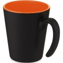 Kubek ceramiczny Oli o pojemności 360 ml z uchwytem pomarańczowy, czarny