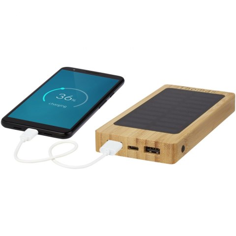 Alata 8000 mAh bambusowy powerbank z ogniwami słonecznymi beżowy Alata 8000 mAh bambusowy powerbank z ogniwami słonecznymi beżowy