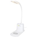 Bright lampa biurkowa i organizer z ładowarką bezprzewodową biały