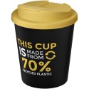 Kubek Americano® Espresso Eco z recyklingu o pojemności 250 ml z pokrywą odporną na zalanie czarny, żółty