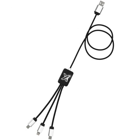 Kabel z podświetlonym logo 3w1 - SCX.design C17 czarny, biały Kabel z podświetlonym logo 3w1 - SCX.design C17 czarny, biały