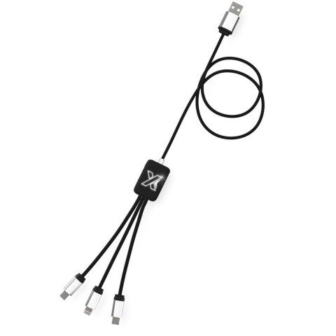 Kabel z podświetlonym logo 3w1 - SCX.design C17 czarny, biały Kabel z podświetlonym logo 3w1 - SCX.design C17 czarny, biały