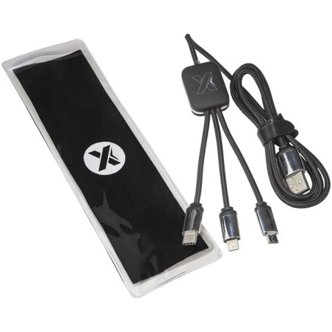 Kabel z podświetlonym logo 3w1 - SCX.design C17 czarny, biały Kabel z podświetlonym logo 3w1 - SCX.design C17 czarny, biały