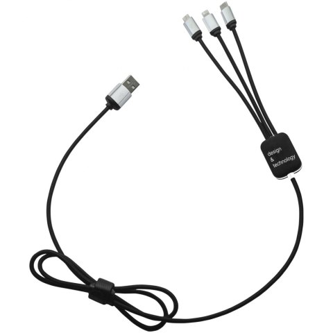 Kabel z podświetlonym logo 3w1 - SCX.design C17 czarny, biały Kabel z podświetlonym logo 3w1 - SCX.design C17 czarny, biały