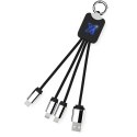 Kabel z podświetlonym logo 3w1 z brelokiem - SCX.design C15 niebieski, czarny Kabel z podświetlonym logo 3w1 z brelokiem - SCX.design C15 niebieski, czarny