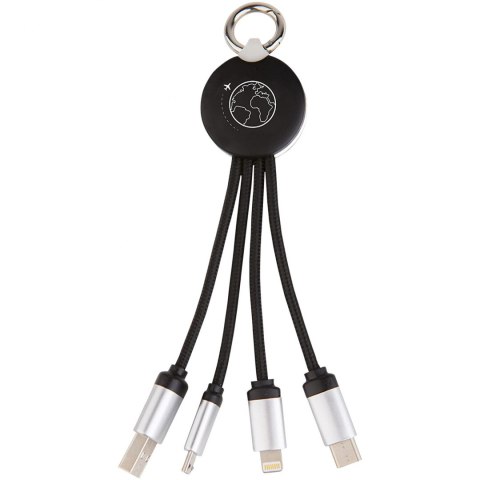 Kabel z podświetlonym logo 3w1 z brelokiem - SCX.design C16 czarny, biały Kabel z podświetlonym logo 3w1 z brelokiem - SCX.design C16 czarny, biały