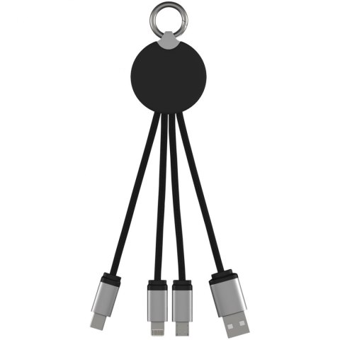 Kabel z podświetlonym logo 3w1 z brelokiem - SCX.design C16 czerwony, czarny Kabel z podświetlonym logo 3w1 z brelokiem - SCX.design C16 czerwony, czarny