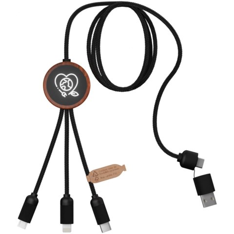 SCX.design C37 kabel do ładowania z podświetlanym logo 5-w-1 rPET i z okrągłą drewnianą obudową drewno SCX.design C37 kabel do ładowania z podświetlanym logo 5-w-1 rPET i z okrągłą drewnianą obudową drewno