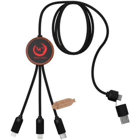 SCX.design C37 kabel do ładowania z podświetlanym logo 5-w-1 rPET i z okrągłą drewnianą obudową drewno SCX.design C37 kabel do ładowania z podświetlanym logo 5-w-1 rPET i z okrągłą drewnianą obudową drewno