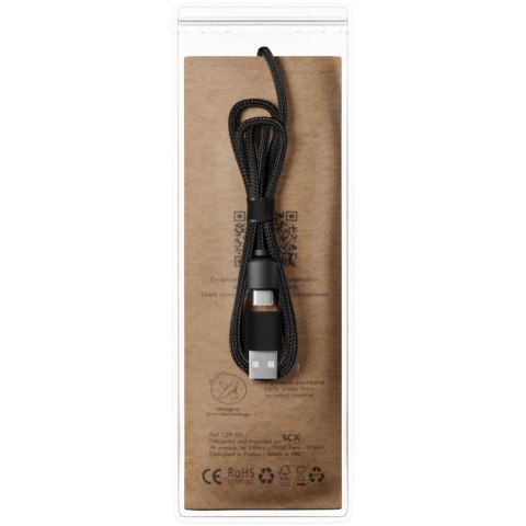 SCX.design C37 kabel do ładowania z podświetlanym logo 5-w-1 rPET i z okrągłą drewnianą obudową drewno SCX.design C37 kabel do ładowania z podświetlanym logo 5-w-1 rPET i z okrągłą drewnianą obudową drewno