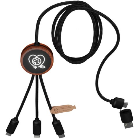 SCX.design C37 kabel do ładowania z podświetlanym logo 5-w-1 rPET i z okrągłą drewnianą obudową drewno SCX.design C37 kabel do ładowania z podświetlanym logo 5-w-1 rPET i z okrągłą drewnianą obudową drewno
