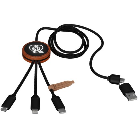 SCX.design C37 kabel do ładowania z podświetlanym logo 5-w-1 rPET i z okrągłą drewnianą obudową drewno SCX.design C37 kabel do ładowania z podświetlanym logo 5-w-1 rPET i z okrągłą drewnianą obudową drewno
