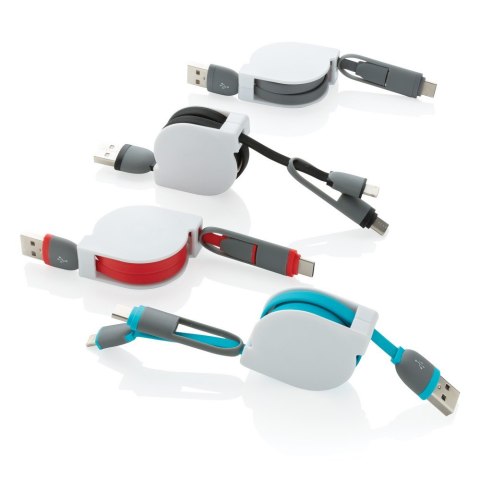 Zwijany kabel do ładowania i synchronizacji 3 w 1 Zwijany kabel do ładowania i synchronizacji 3 w 1