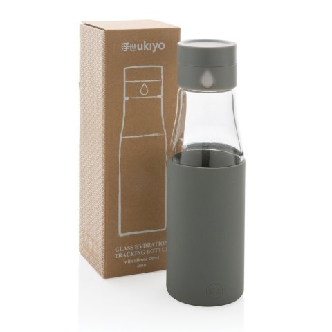 Szklana butelka 650 ml Ukiyo, monitorująca ilość wypitej wody Szklana butelka 650 ml Ukiyo, monitorująca ilość wypitej wody