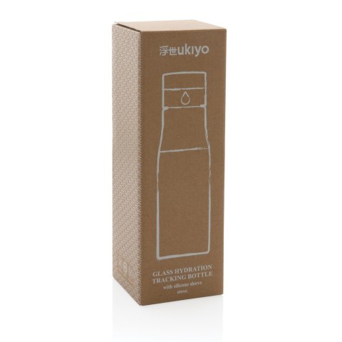 Szklana butelka 650 ml Ukiyo, monitorująca ilość wypitej wody Szklana butelka 650 ml Ukiyo, monitorująca ilość wypitej wody