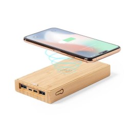 Bambusowy power bank 10000 mAh, bezprzewodowa ładowarka 5W, ładowarka słoneczna