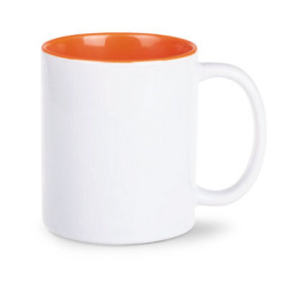 Kubek TOMEK ART 300 ml, biały/pomarańczowy