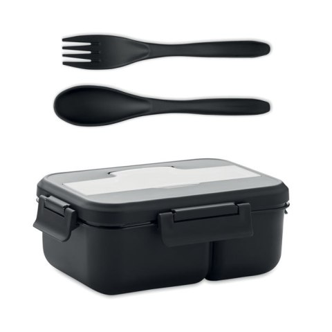 Lunch box ze sztućcami z PP czarny Lunch box ze sztućcami z PP czarny