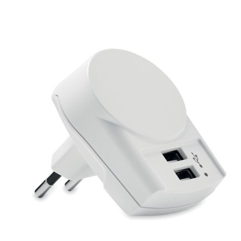 Ładowarka Euro USB (2xA) biały
