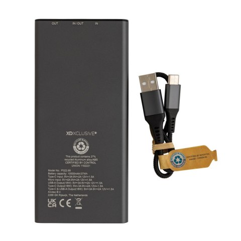 Szybki power bank 10000 mAh Terra, aluminium z recyklingu Szybki power bank 10000 mAh Terra, aluminium z recyklingu