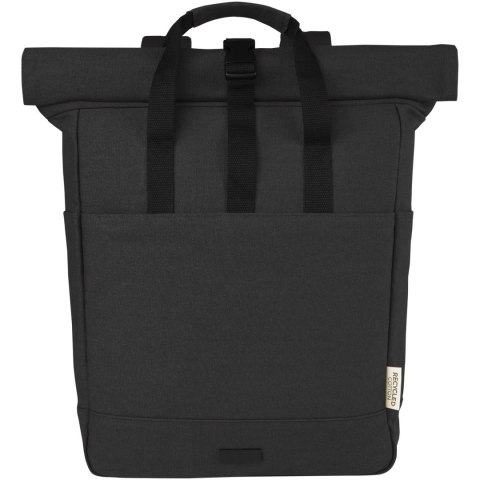 Joey 15-calowy plecak na laptopa z płótna z recyklingu z certyfikatem GRS o pojemności 15 l czarny Joey 15-calowy plecak na laptopa z płótna z recyklingu z certyfikatem GRS o pojemności 15 l czarny
