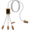 Kabel do ładowania SCX.design C39 z podświetlanym logo 3-w-1 z plastiku PET z recyklingu i z kwadratową drewnianą obu