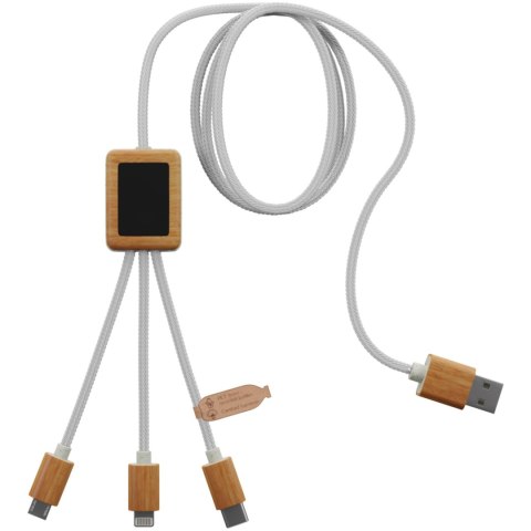 Kabel do ładowania SCX.design C39 z podświetlanym logo 3-w-1 z plastiku PET z recyklingu i z kwadratową drewnianą obu Kabel do ładowania SCX.design C39 z podświetlanym logo 3-w-1 z plastiku PET z recyklingu i z kwadratową drewnianą obu