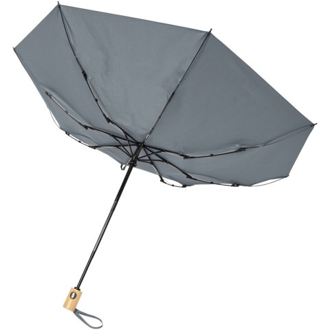 Składany, automatycznie otwierany/zamykany parasol Bo 21" wykonany z plastiku PET z recyklingu szary Składany, automatycznie otwierany/zamykany parasol Bo 21" wykonany z plastiku PET z recyklingu szary