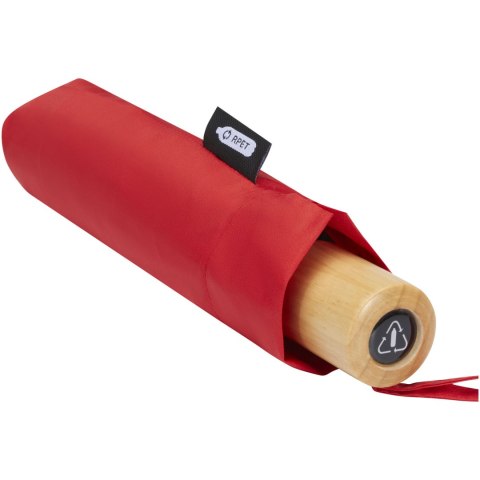 Składany wiatroodporny parasol 51 cm z PET z recyklingu Birgit czerwony Składany wiatroodporny parasol 51 cm z PET z recyklingu Birgit czerwony