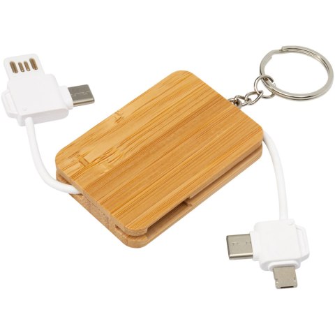 Reel chowany kabel do ładowania 6 w 1 w formie bambusowego breloka piasek pustyni Reel chowany kabel do ładowania 6 w 1 w formie bambusowego breloka piasek pustyni