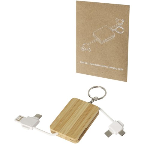 Reel chowany kabel do ładowania 6 w 1 w formie bambusowego breloka piasek pustyni Reel chowany kabel do ładowania 6 w 1 w formie bambusowego breloka piasek pustyni