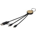 Tecta kabel do ładowania z tworzyw sztucznych pochodzących z recyklingu/bambusa 6 w 1 z brelokiem czarny