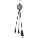 Tecta kabel do ładowania z tworzyw sztucznych pochodzących z recyklingu/bambusa 6 w 1 z brelokiem czarny