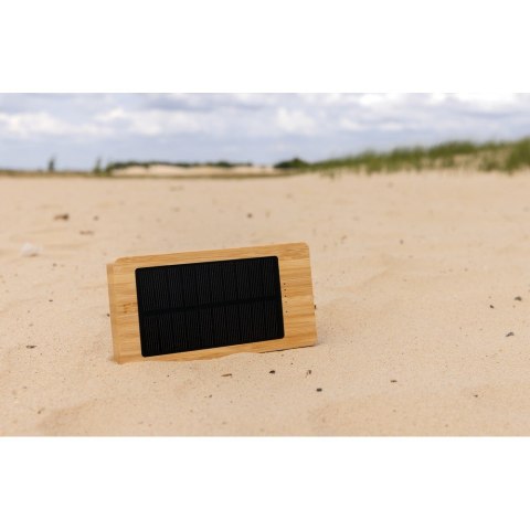 Bambusowy power bank 10000 mAh, ładowarka słoneczna Bambusowy power bank 10000 mAh, ładowarka słoneczna