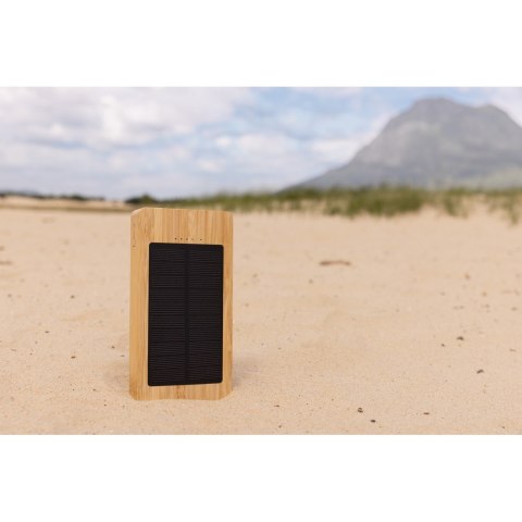 Bambusowy power bank 10000 mAh, ładowarka słoneczna Bambusowy power bank 10000 mAh, ładowarka słoneczna