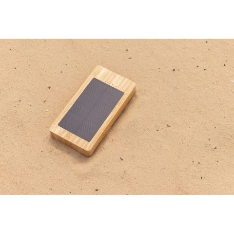 Bambusowy power bank 10000 mAh, ładowarka słoneczna Bambusowy power bank 10000 mAh, ładowarka słoneczna