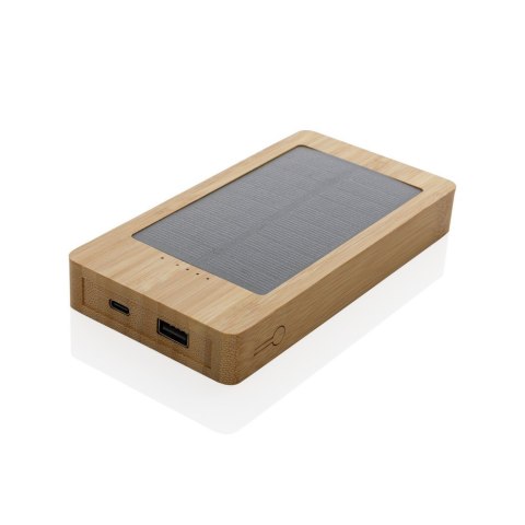 Bambusowy power bank 10000 mAh, ładowarka słoneczna Bambusowy power bank 10000 mAh, ładowarka słoneczna