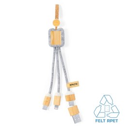 Kabel do ładowania z bambusa i filcu RPET, zawieszka