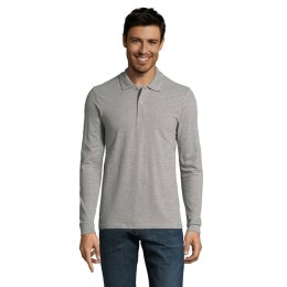 PERFECT MEN LSL POLO 180g grey melange 4XL