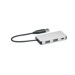 3-portowy hub USB kabel 20cm srebrny